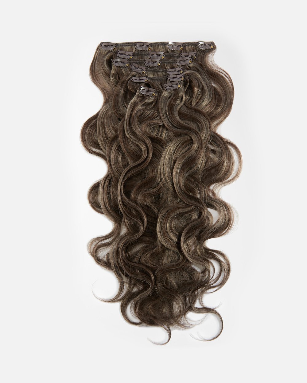 60 beach dark ashy highlights Clip-in classic 60 cm krullur - Image 1